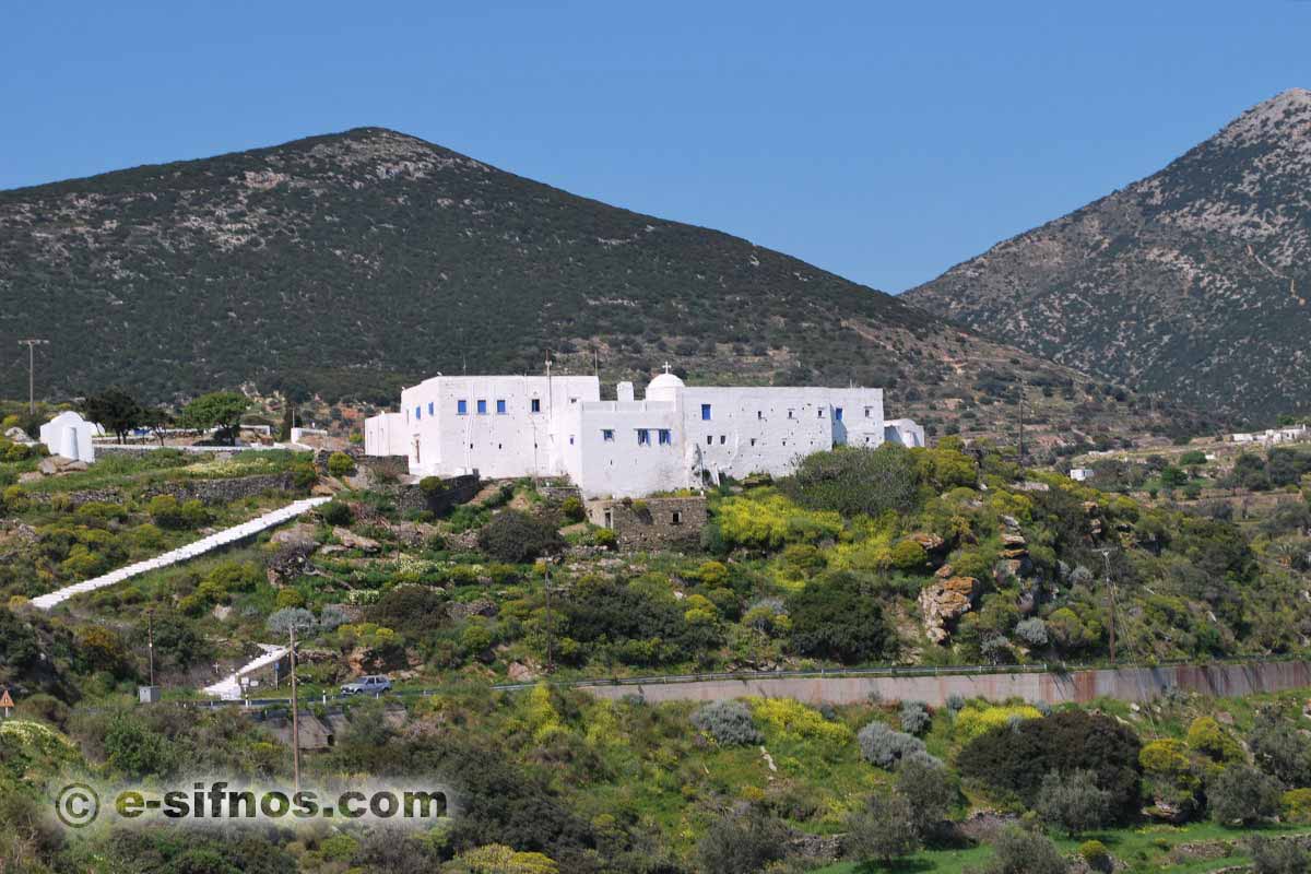 Il monastero di Panagia Vrissiani, appena fuori Exabela